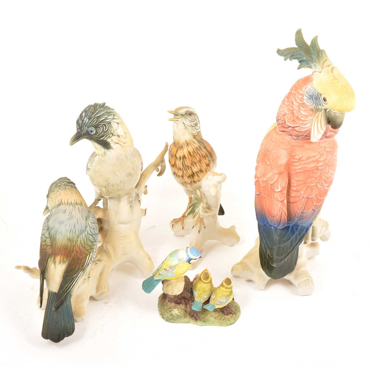 Lot 18 - Three large Karl Ens porcelain bird models, and other bird groups.