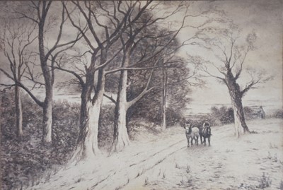 Lot 310 - Ambrose John Sellick - Winter's lane with horses.