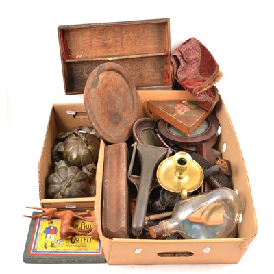 Lot 134 - A collection of ice cream / chocolate moulds, plus a kettle, teapot, jugs, cutlery, and wooden items.