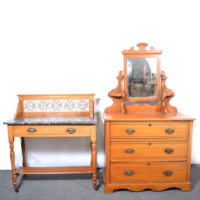 Lot 511 - Late Victorian satin walnut dressing table, and a matching washstand