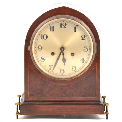 Lot 117 - A mahogany cased twin train shelf clock