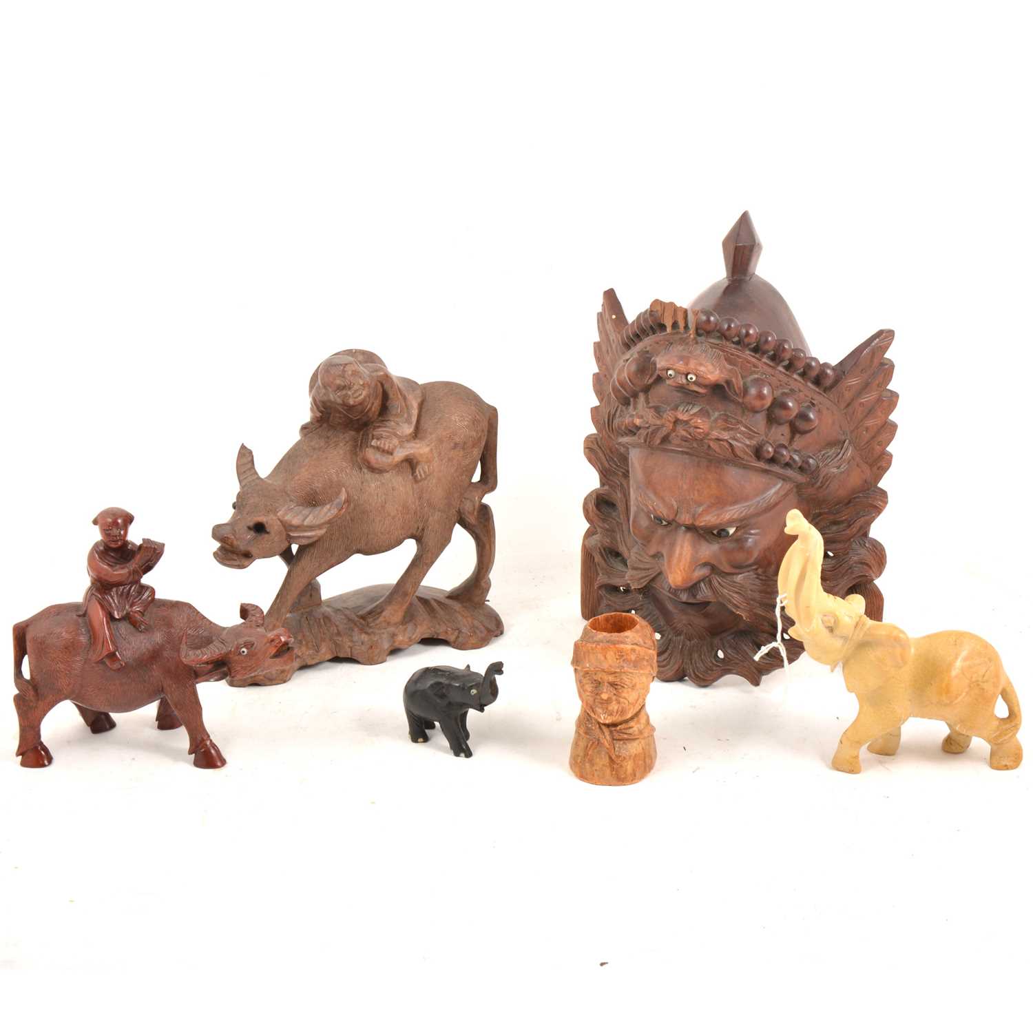 Lot 122 - Chinese wooden and stone carved items.