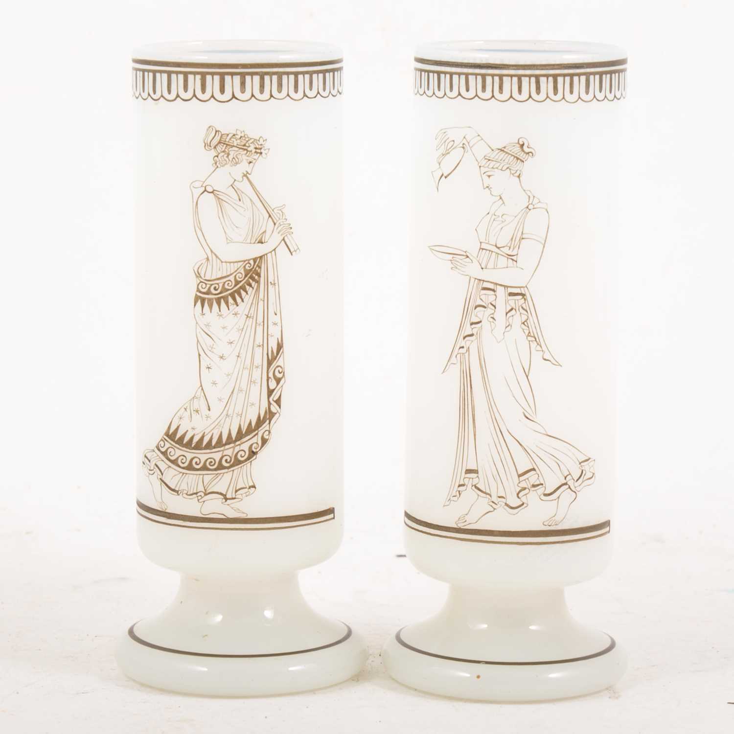 Lot 61 - A pair of opaline glass cylindrical vases by B & J Richardson