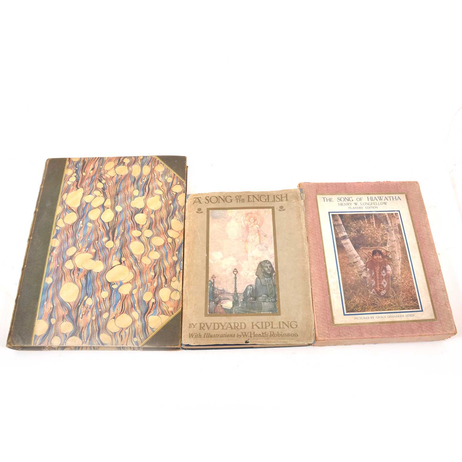 Lot 147 - Rudyard Kipling - 'A Song of the English', illustrated by W Heath Robinson, and two other books.