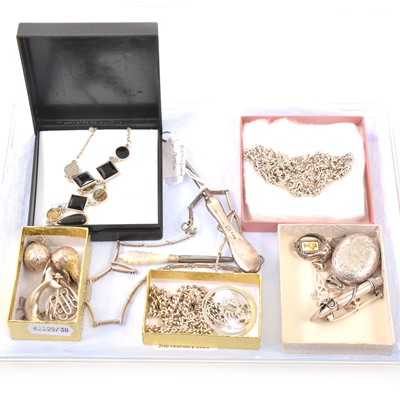 Lot 230 - A collection of silver jewellery and small accessories.