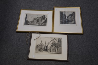 Lot 390 - Six signed etchings of Northampton town, H W Keyte, J S Adams, E Mahoney.