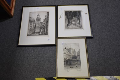 Lot 390 - Six signed etchings of Northampton town, H W Keyte, J S Adams, E Mahoney.