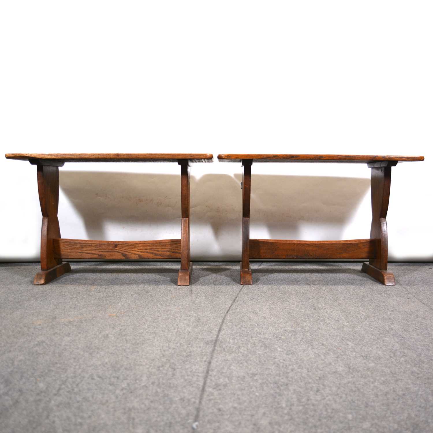 Lot 477 Pair of oak side tables,
