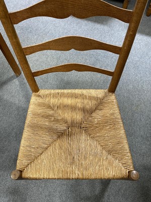 Lot 408 - Set of four ash 'Russell' ladderback dining chairs by Neville Neal, after the design by Ernest Gimson