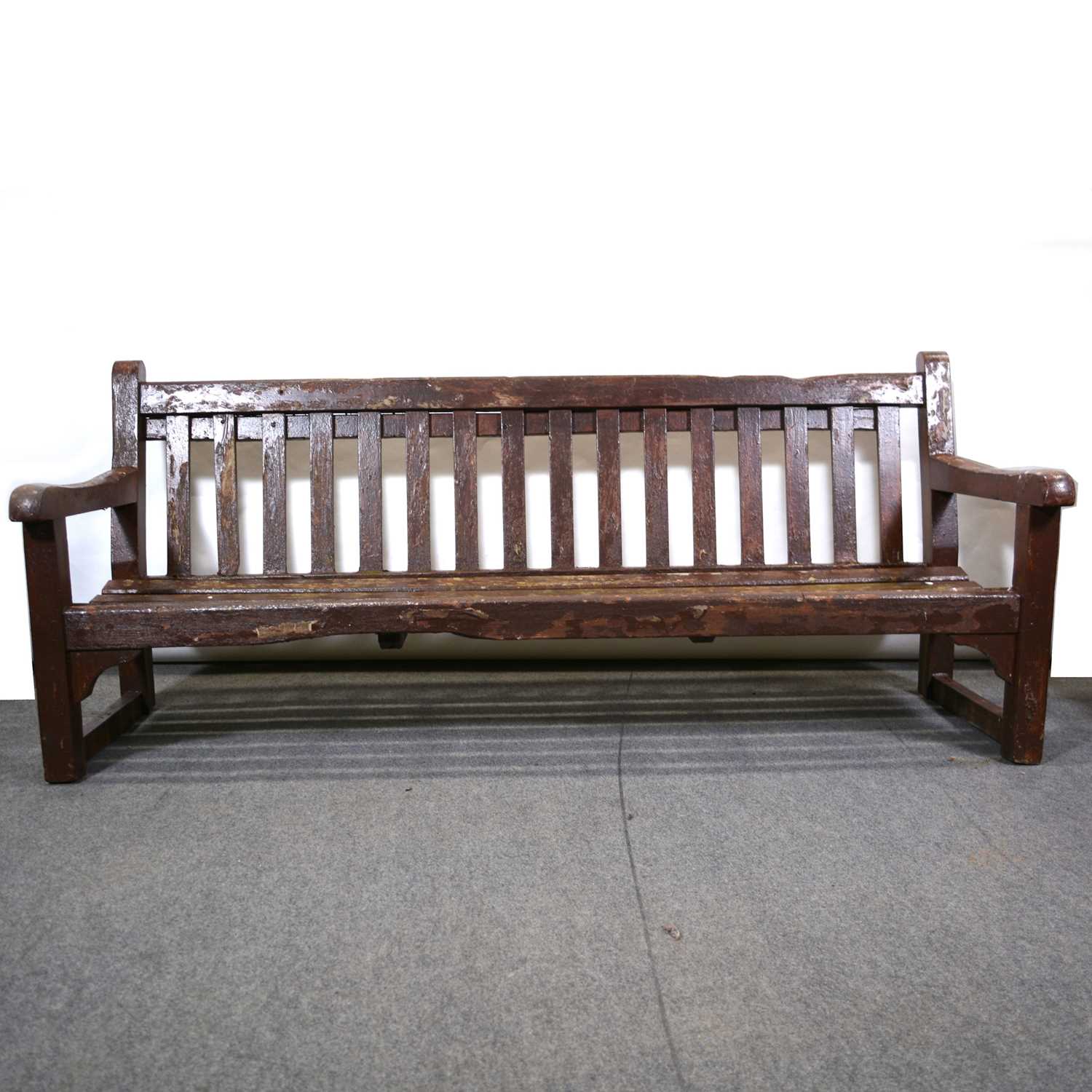 Lot 585 - Slatted teak garden bench