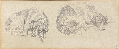 Lot 341 - English School - dog studies, pencil drawing; and other works.