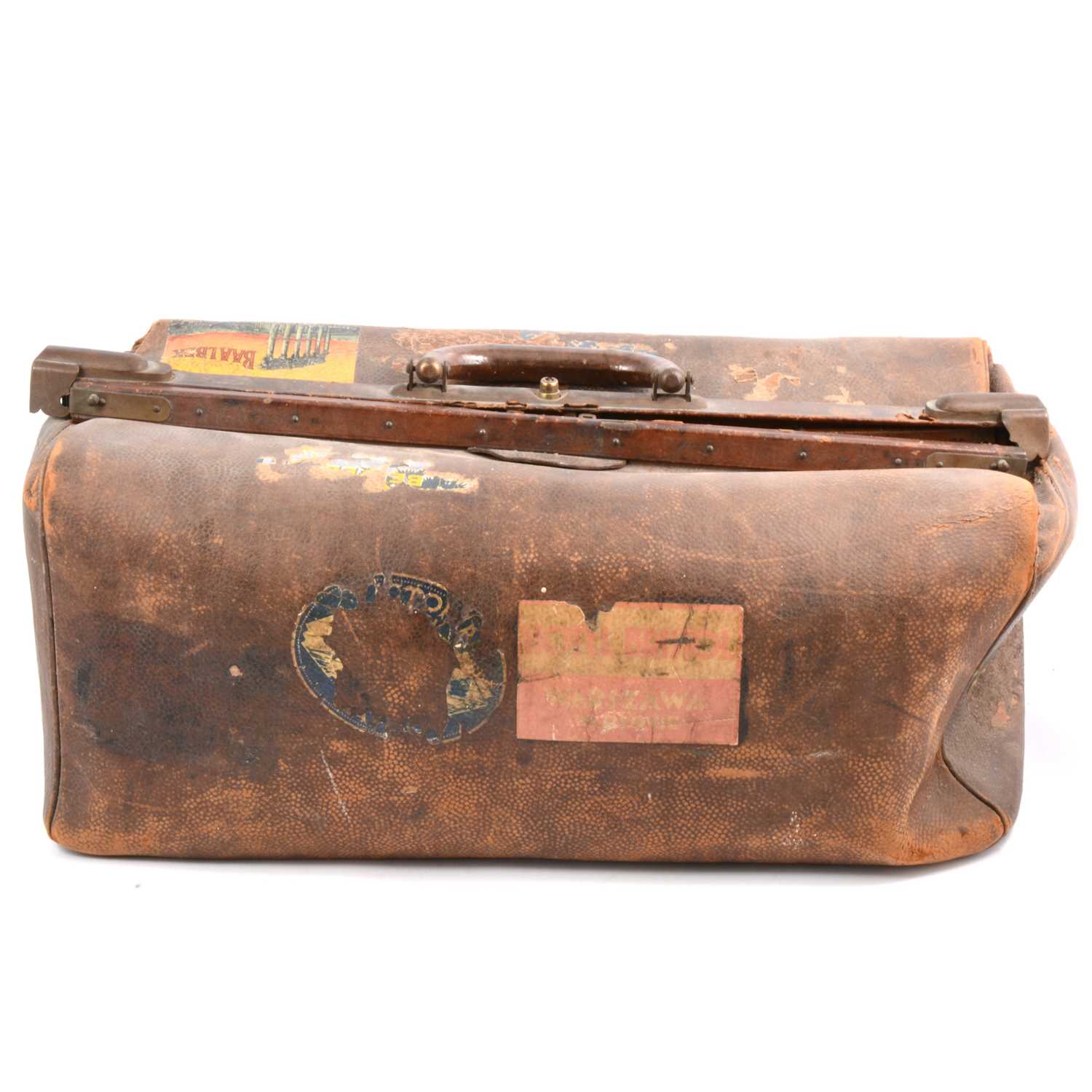 Antique English Leather Gladstone Bag