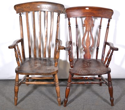 Lot 456 - Two farmhouse elbow chairs