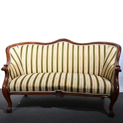 Lot 37 - A Victorian walnut framed sofa.