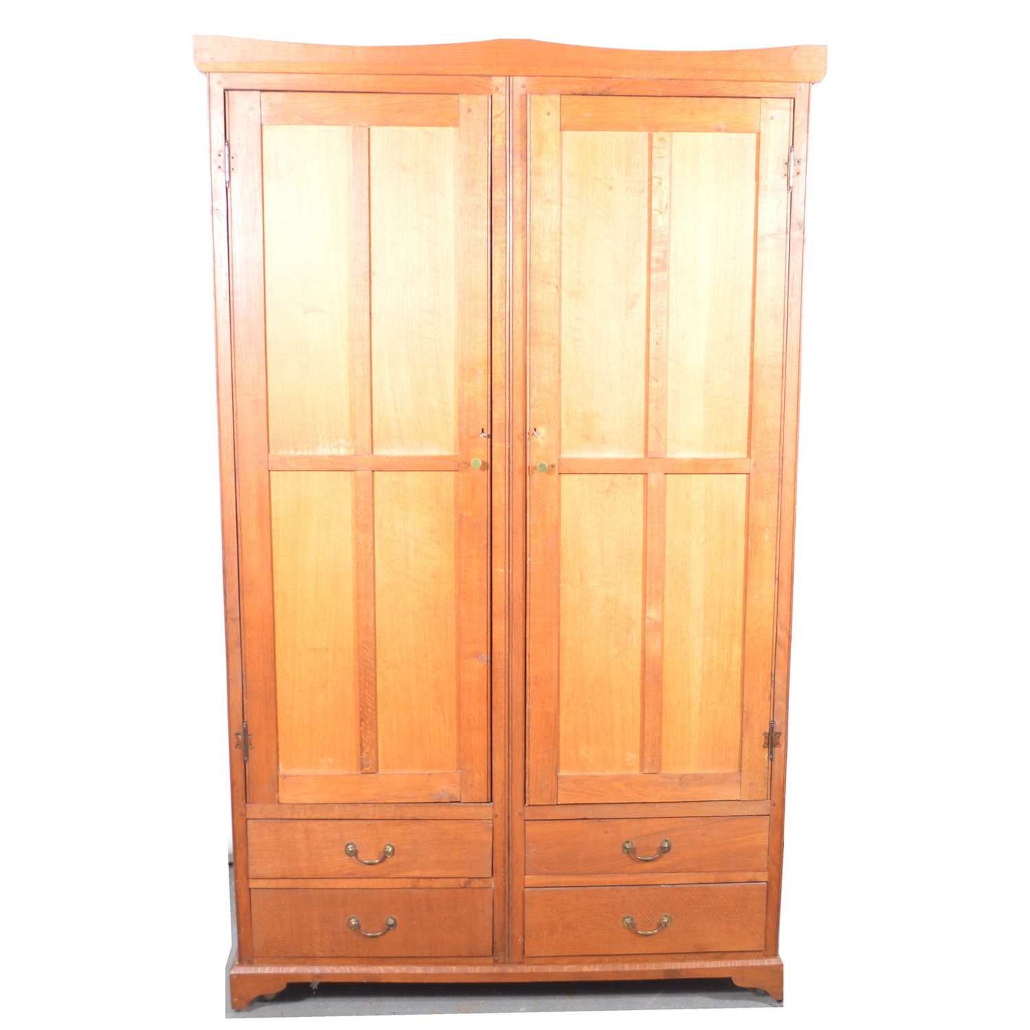 Lot 586 - Oak double wardrobe