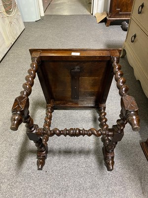 Lot 492 - A carved oak and barley twist hall chair.