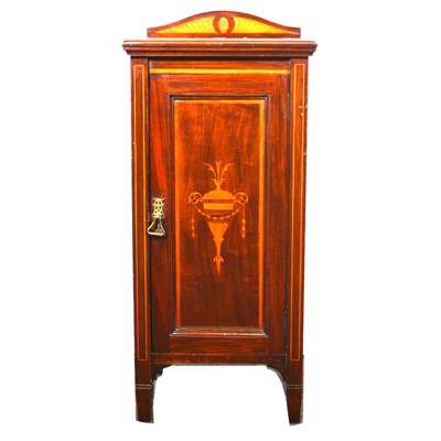 Lot 391 - Edwardian mahogany and inlaid pot cupboard.