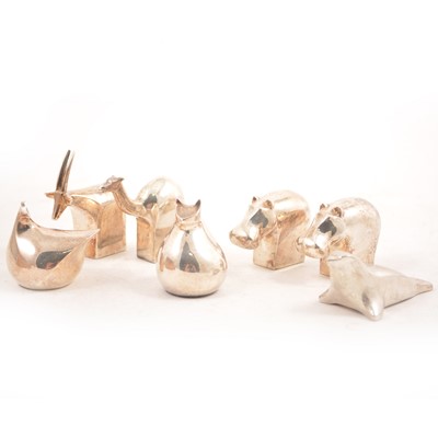 Lot 242A - Seven Dansk white metal animal desk ornaments/ paperweights