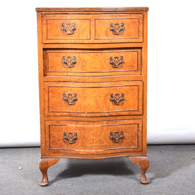 Lot 491 - Reproduction burr walnut chest of drawers, of small size.