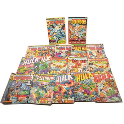 Lot 62 - Seventeen bronze-age Marvel comics, Iron Man, The Hulk and The Defenders
