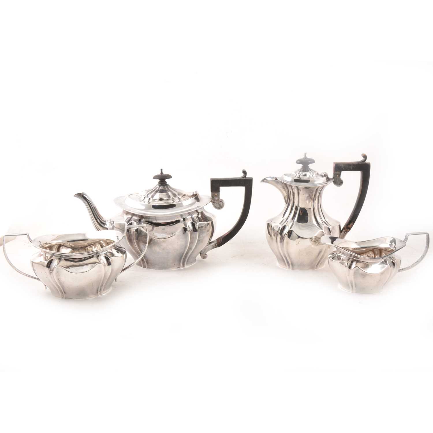 Lot 166 - Silver four piece teaset by A & J Zimmerman Ltd (Arthur & John Zimmerman), Birmingham 1902/1903.