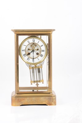 Lot 268 - Brass 'four glass' mantel clock