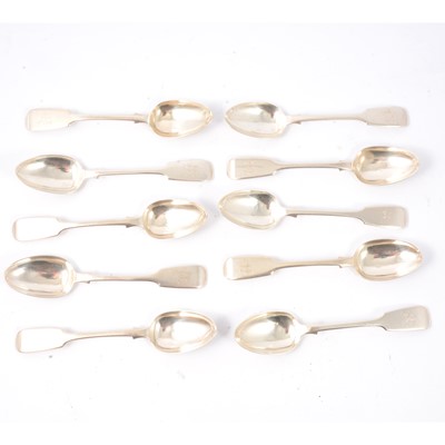 Lot 259 - Ten Victorian Fiddle teaspoons