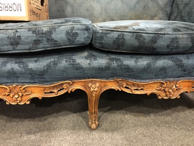 Lot 152 - A French beech framed four-piece lounge suite.