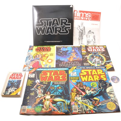 Lot 280 - Star Wars interest: a collection of original items including Star Wars Weekly no.1, double LP vinyl record etc.