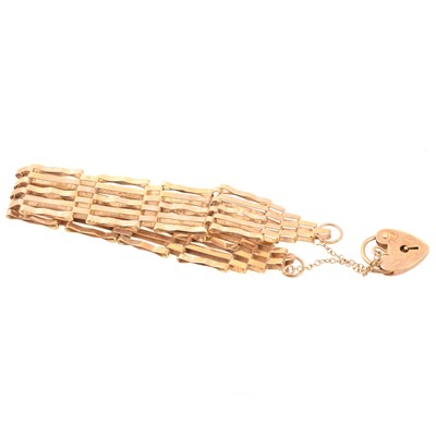 Lot 205 - 9 carat gold gate link bracelet.