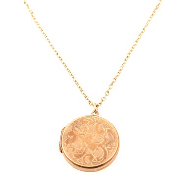 Lot 208 - 9 carat gold locket and chain.