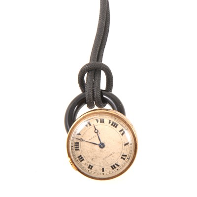 Lot 239 - Cartier - an Art Deco pendant fob watch, black enamel decoration.