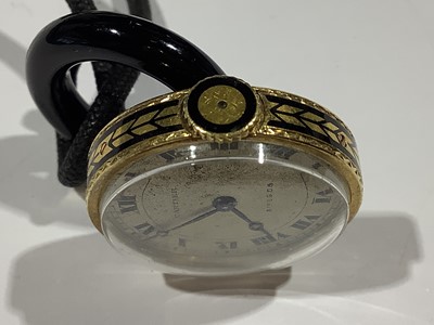 Lot 239 - Cartier - an Art Deco pendant fob watch, black enamel decoration.