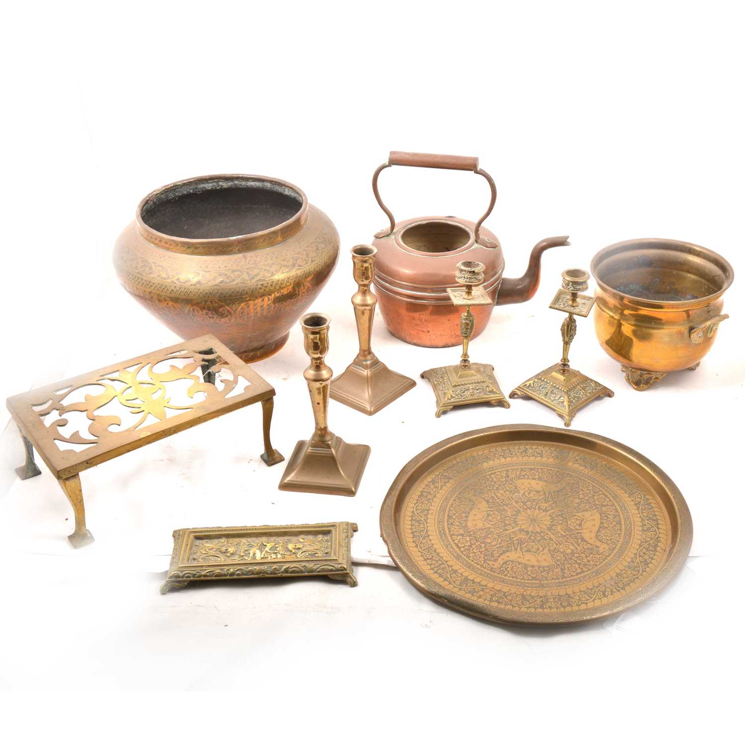 Lot 95 - Brass and copper wares.