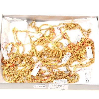 Lot 284 - Eleven gilt metal chain necklaces, 1970's and later