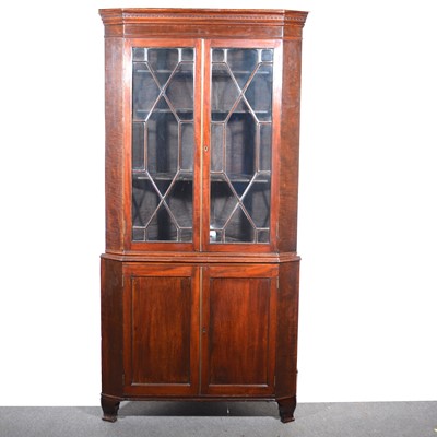 Lot 529 - Georgian mahogany corner display cupboard.