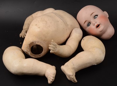 Lot 360 - German bisque head doll (a/f)