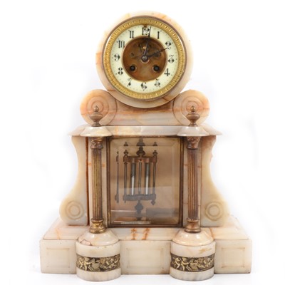 Lot 102 - 19th Century French alabaster mantel clock
