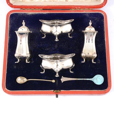 Lot 225 - Silver four piece cruet