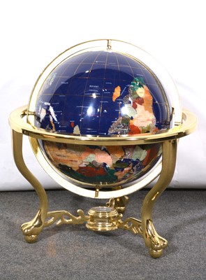 Lot 194 - Modern brass and hardstone globe