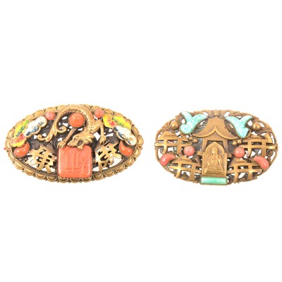 Lot 269 - Brooches influenced from The Chinese Art Exhibition of 1935-1936, probably Max Neiger of Gablonz