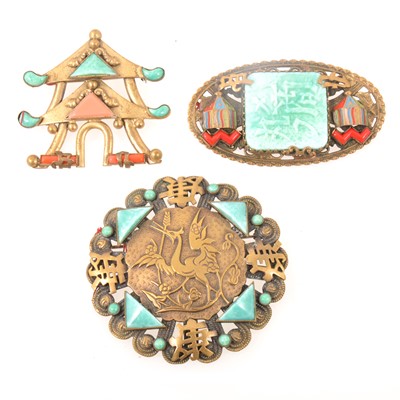 Lot 271 - Brooches influenced from The Chinese Art Exhibition of 1935-1936, probably Max Neiger of Gablonz