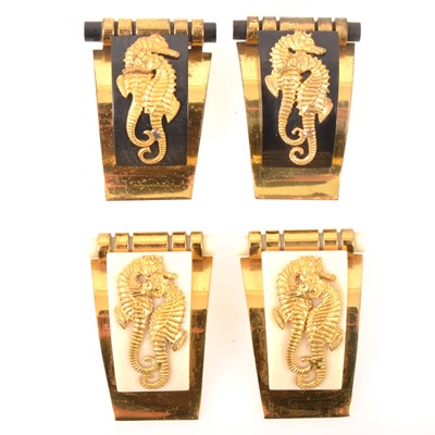 Lot 272 - 1930s Art Deco Hippocampe, two pairs of dress clips retailed by JHP of Paris