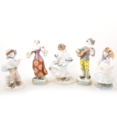 Lot 53 - Various ceramic figurines including Coalport, Doulton, and Continental porcelain.