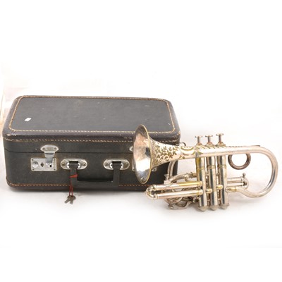 Lot 303 - A silver-plated cornet.