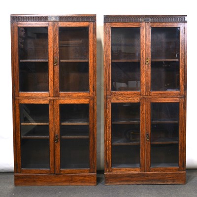 Lot 496 - Set of four oak library bookcases