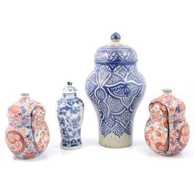 Lot 33 - Pair of Japanese Imari vases, and other vases.