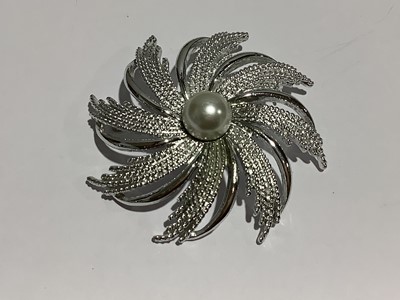 Lot 292 - Bold white metal vintage costume jewellery, Monet, Ciro, Sarah Coventry.