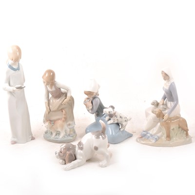 Lot 10A - Four Lladro figures and another figure.