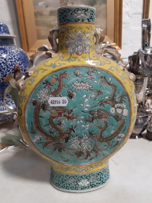 Lot 13 - Pair of Chinese famille verte moon flasks, Qianlong style.